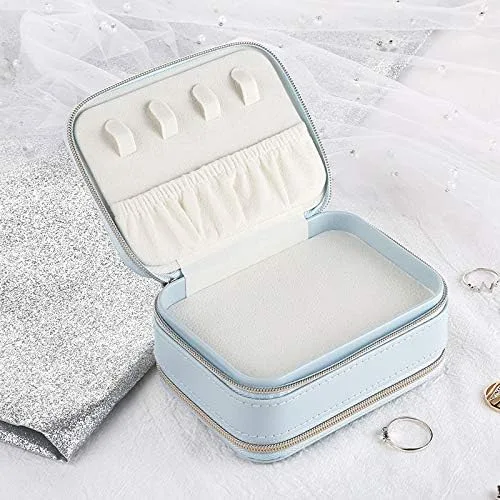 Miniatura 5 de Mini joyero, organizador de joyas de viaje y estuche de almacenamiento (azul)