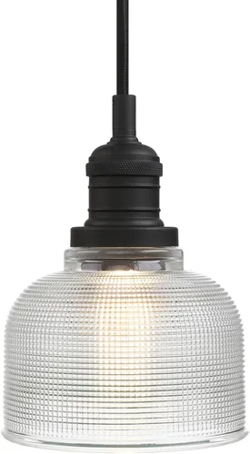 Yosoan Lámpara colgante vintage para interiores con pantalla a rayas, 1 luz cableada Edison lámpara industrial semiempotrada de montaje