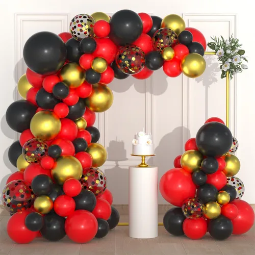 Miniatura 18 de Kit de arco de guirnalda de globos azules y negros dorados, globos azul real y negro dorado para hombres, 30º 40º videojuego, cumpleaños, boda