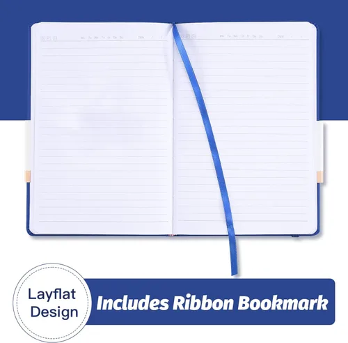 Miniatura 4 de SUIN Cuadernos de diario de tapa dura, cuadernos rayados A5 para escribir 200 páginas, 8.2 x 5.5 pulgadas, cuadernos clásicos rayados para Azul