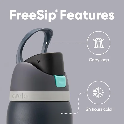 Miniatura 4 de Owala FreeSip - Botella de agua aislada de acero inoxidable con popote para deportes, viajes y escuela, botella de agua deportiva sin BPA, 32 onzas