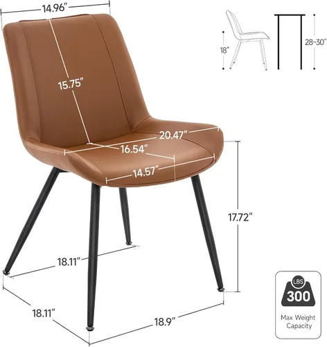 Miniatura 3 de Brage Living Juego de 2 sillas de comedor de piel sintética, modernas, sin brazos, para cocina, comedor, sillas laterales tapizadas con patas