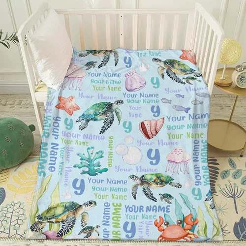 Miniatura 7 de Manta personalizada con nombre, texto y nombre, manta personalizada con nombre para bebés, niños, niñas y adultos, manta personalizada para Tortuga