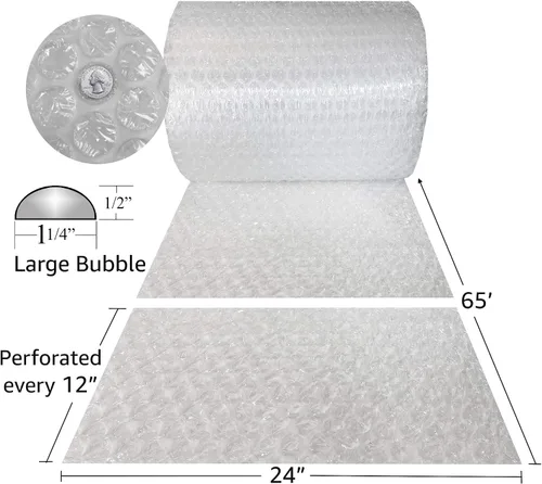 Miniatura 2 de uBoxes Burbuja grande de 24 pulgadas de ancho (65 pies), rollo de burbujas grande (BUBLR0240065)