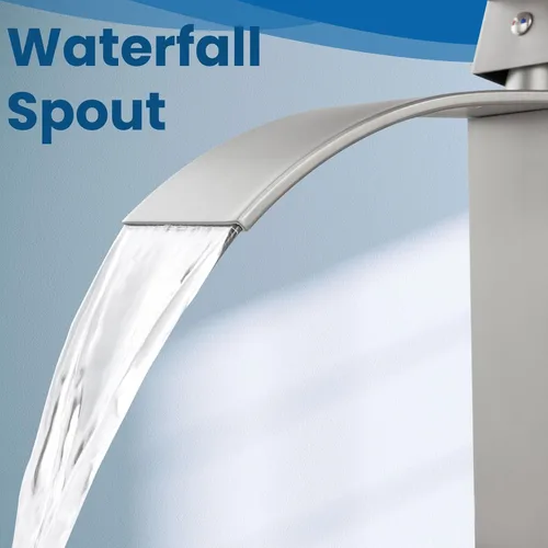 Miniatura 9 de Airuida Grifo de lavabo de recipiente alto, cascada de un solo agujero, grifo de baño, grifo mezclador de un solo agujero, grifo de lavabo