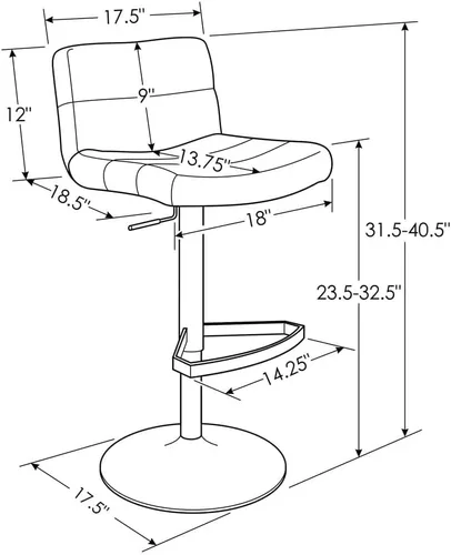 Miniatura 2 de Zuri Muebles enrejado ajustable altura giratoria taburete de bar sin brazos con base cromada - negro