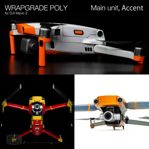 Miniatura 5 de Wrapgrade Poly Skin Compatible with DJI Mavic 2 Accent Color (Airforce Silver)