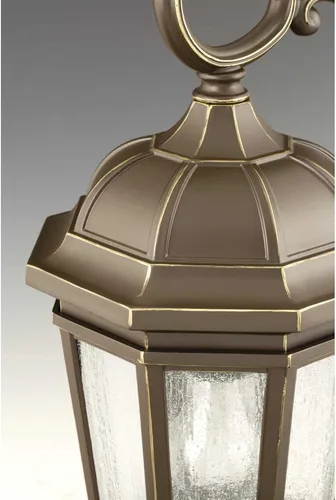 Miniatura 4 de Progress Lighting Verdae Collection - Farol de pared grande tradicional de cristal transparente con 3 luces, para exteriores, bronce antiguo