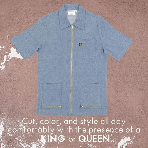 Miniatura 3 de King Midas Empire Boroughs Barber Jacket - Aspecto único de peluquería - Ajuste cómodo, Azul