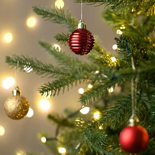 Miniatura 2 de Valery Madelyn - Juego de adornos pequeños de 1.57 pulgadas para árbol de Navidad, adornos de bolas colgantes inastillables para decoración de Oro