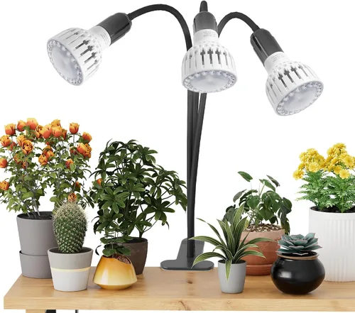 Miniatura 10 de GooingTop Luz de cultivo para plantas de interior, 5000 K, lámpara blanca de cuello de cisne de espectro completo con clip LED rojo y azul