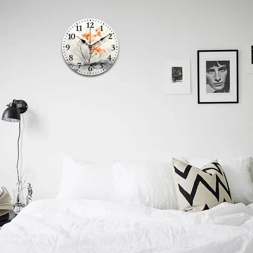 Miniatura 4 de Otoño naranja gris acuarela simple moderno árbol de otoño reloj de pared de madera Acción de Gracias o Halloween cuarzo madera sin tictac sala