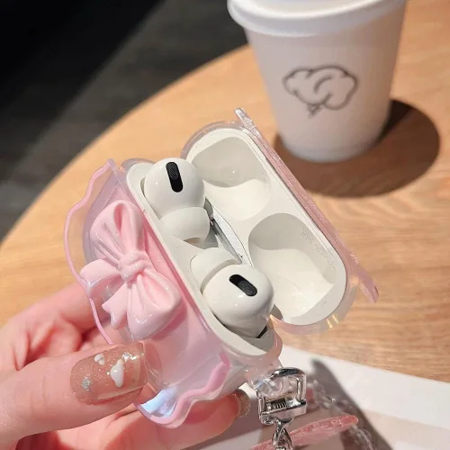 Miniatura 4 de MINSCOSE Funda compatible con Airpods Pro de 3ª generación (2025) con kit de limpieza, diseño de patrón de arco 3D de marco ondulado con bonito