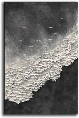Miniatura 18 de YaSheng Art - Arte abstracto de 24 x 48 pulgadas, pinturas al óleo sobre lienzo, arte abstracto de plata gruesa, arte moderno para decoración