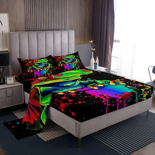 Miniatura 47 de Erosebridal Groovy Flower Sábanas de Cama Fiesta de los 70s Juegos de Sábanas Tamaño Individual Sábanas Florales Arcoíris Juegos de Sábanas y Fundas