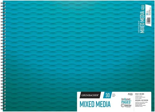 Miniatura 10 de Grumbacher Bloc de papel mixto de 18 x 24 pulgadas, 98 lb. / 160 GSM, encuadernado con cinta, 30 hojas/bloc, 1 cada uno