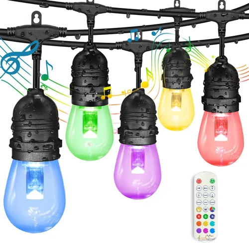 Miniatura 11 de GANA - Tira de luces LED de bajo voltaje de 12V y seguras para exteriores, 32 pies, 10 bombillas inastillables, 2200K, luz blanca cálida