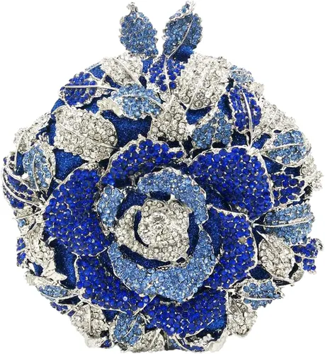 Bolsos de mano de cristal de flor de rosa de forma redonda para mujer, bolsas de noche formales para boda, fiesta