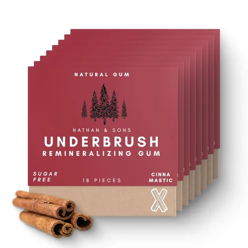 Miniatura 13 de UnderBrush Mastic Mint – Goma de mascar remineralizante sin azúcar con xilitol e hidroxiapatita – Apoya el aliento fresco y la salud bucal – Base
