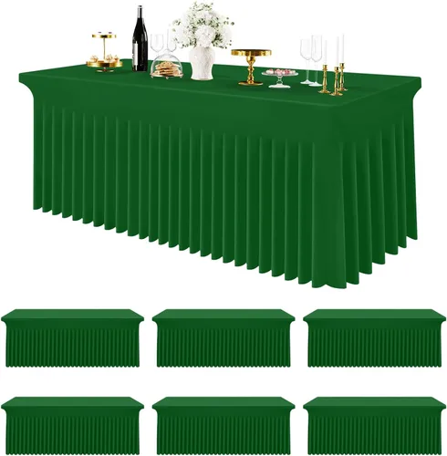 Miniatura 10 de Smiry Mantel de Spandex Paquete de 6, Mantel Elástico Ajustable Extensible para Mesas Rectangulares de 4 Pies, Cubierta de Mesa Impermeable Lavable