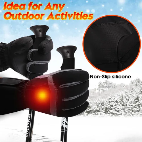 Miniatura 6 de Guantes USB Calentados para Hombres Mujeres Guantes Eléctricos Calentados Camping Manos con Artritis Guantes Gruesos Impermeables con Pantalla