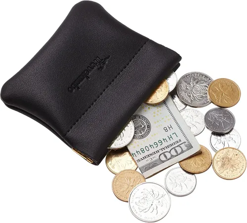 Miniatura 3 de Travelambo - Monedero de cuero con cierre de boquilla para hombre y mujer
