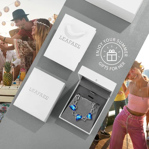 Miniatura 6 de Leafael - Pulsera de amor infinito con eslabones, corazón de cristal y piedra natal, regalos para mujer, tono plateado, 7 pulgadas con extensor de 2