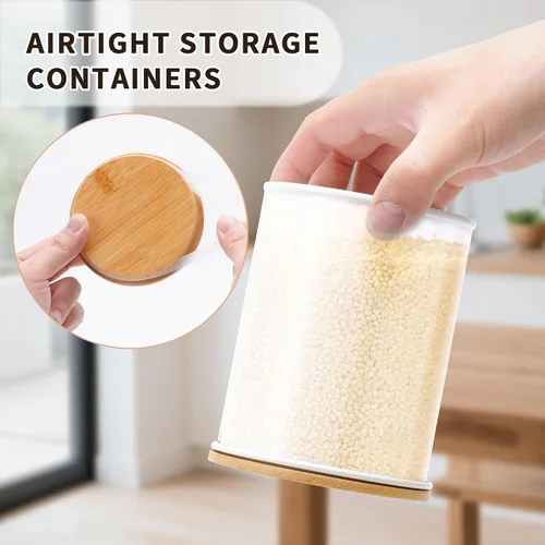 Miniatura 7 de Juego de 4 recipientes para encimera de cocina, recipientes de cocina de metal blanco, recipientes de almacenamiento de harina y azúcar con tapa