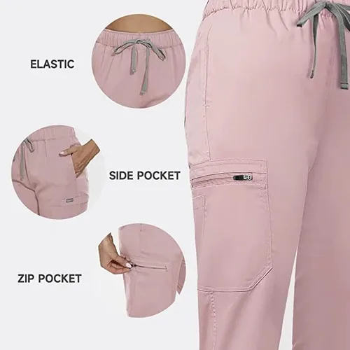 Miniatura 3 de niaahinn Conjunto de ropa quirúrgica elástica con cuello en V y pantalones quirúrgicos, uniforme médico para enfermeras, trabajo para mujeres