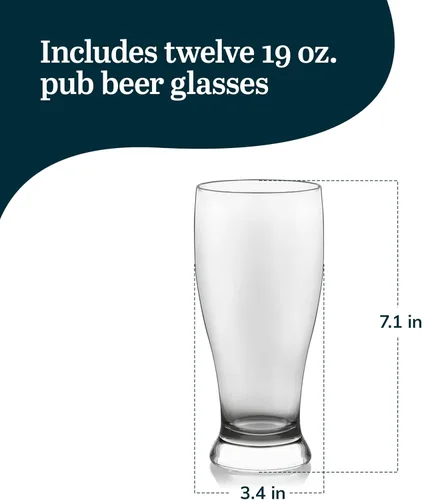 Miniatura 3 de Libbey Paquete de 12 vasos de cerveza clásicos de pub, apilables, modernos vasos de cerveza de bar, grandes multiusos, para Stouts, Ales y más Pub 12