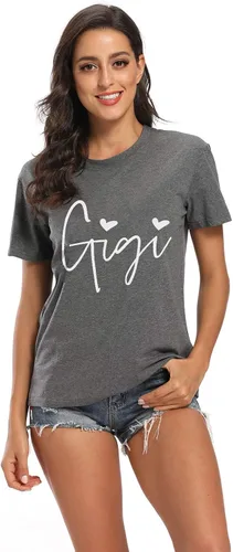 Miniatura 3 de Gigi - Camisetas para abuela, mujer, con gráfico Gigi con corazones, de manga corta
