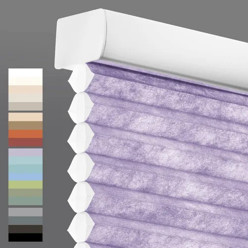 Tonature Persianas celulares de tamaño personalizado, sin cordones, de seda, celda fantasma, ahorro de energía, oscurecimiento de habitación, Morado