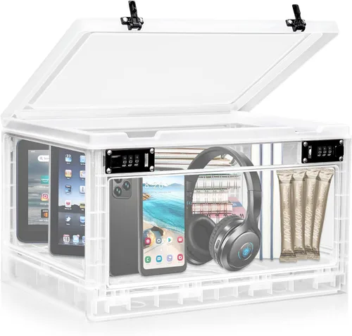 Lalifebuss Caja de almacenamiento grande con cerradura, de 24 litros, con cerradura combinada para artículos personales, ideal para casillero de