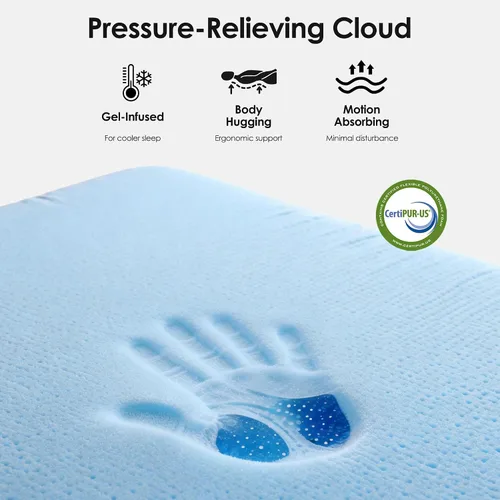 Miniatura 3 de sogesfurniture Queen 8" Gel Memory Foam Hybrid Mattress with Pocket Springs Medium-Firm Bed Cooling Airflow Mesh Motion Isolation Spinal Alignment