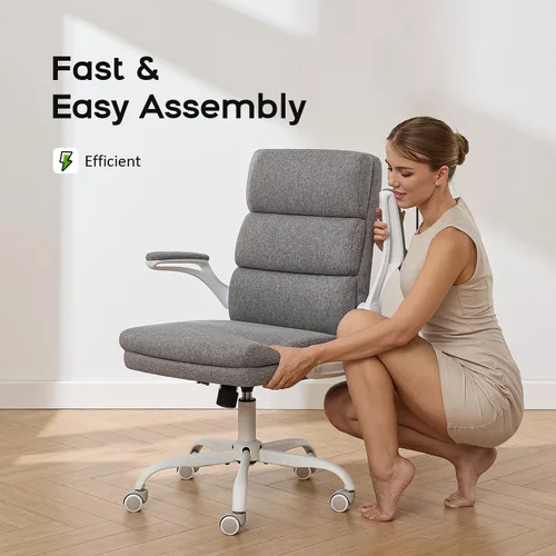Miniatura 6 de amseatec Silla de Oficina Ajustable Silla de Escritorio Respaldo Medio Ejecutiva Cómoda de Tela Ergonómica Soporte para la Espalda Silla de Cemento