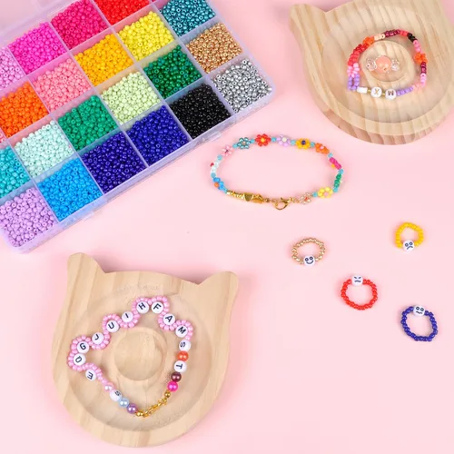 Miniatura 8 de SJZWSD Kit para Hacer Pulseras de la Amistad – 6 Cajas de Cuentas Pony, de Semilla, de Arcilla y de Letras, Cuentas UV que Brillan en la Oscuridad