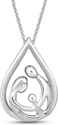 Jewelili - Collar con colgante de plata de ley o oro rosa o amarillo sobre plata, cadena de eslabones de 18 pulgadas