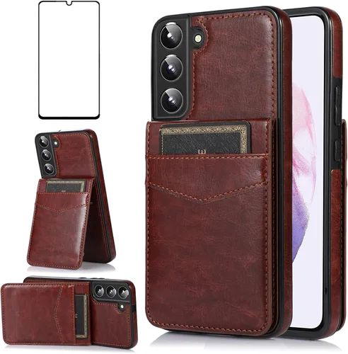 Miniatura 10 de Asuwish Funda de teléfono para Samsung Galaxy S22 Plus/S22+ con protector de pantalla de vidrio templado y tarjetero para tarjetas de crédito, Negro