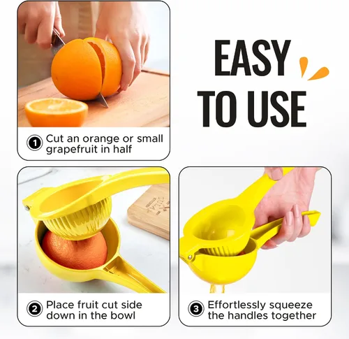 Miniatura 9 de Zulay Kitchen Exprimidor de naranja de metal de alta calidad, exprimidor de cítricos, prensa manual para extraer la mayor cantidad de jugo posible