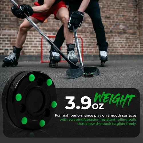 Miniatura 8 de Green Biscuit Disco de hockey sobre ruedas oficial de la NHL Off Ice Hockey Street Puck para un mejor manejo y paso del palo, práctica al aire libre