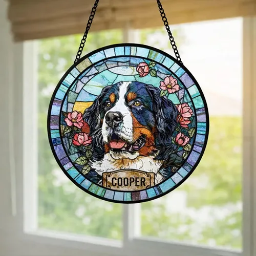 Miniatura 14 de LOVELYPOD Atrapasoles - Regalos conmemorativos de perro para amantes de los perros, una decoración de perro negro en la luna, colgantes de ventana