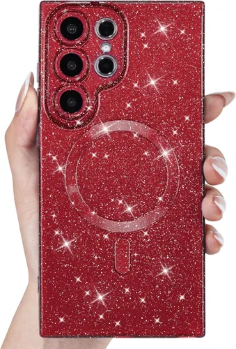 Miniatura 25 de Svanove Funda magnética con purpurina para Samsung Galaxy S22, compatible con Magsafe Cute, brillante, brillante, estética, dura y brillante