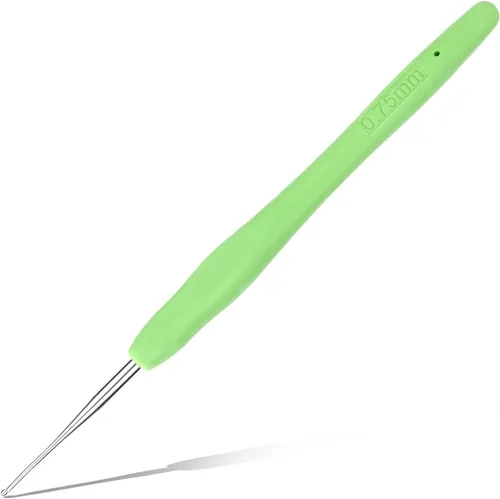 Miniatura 20 de Gancho de ganchillo de 0,5 mm, mango ergonómico para manos con artritis, agujas de tejer extra largas para principiantes y lana para ganchillo