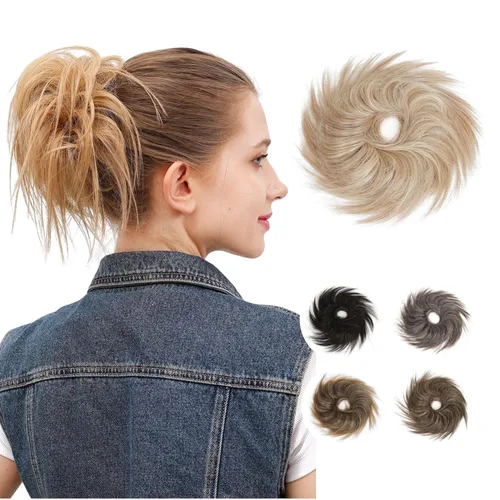 Miniatura 10 de JuvaBun Pieza de pelo rubia despeinada para mujer – Pieza de cabello rubio desordenado para moño, añade volumen instantáneo, rápido updo, lavable
