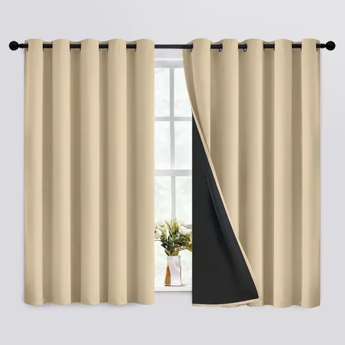 Miniatura 108 de SimpleHome - Cortinas opacas 100% para recámara, cortinas de ventana con ojales beige, con aislamiento térmico, cortinas de oscurecimiento