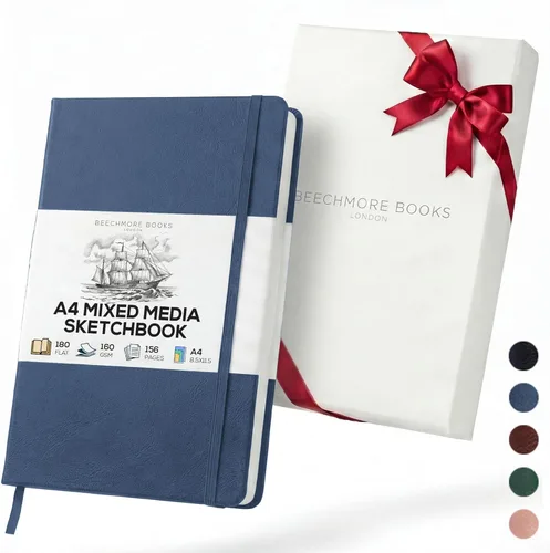 Miniatura 9 de BEECHMORE BOOKS Sketch Book, A4 8.5 x 11.5 inch Blank Sketchbook for Drawing, Paint and Draw, 156 Pages Thick Paper 160gsm, Hardcover Leather Art