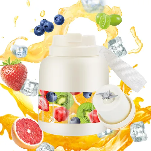 Licuadora portátil de 27 onzas – Jugos recargables, licuados de frutas, bebidas, batidos, licuadora de viaje personal, fitness, viajes, Blanco