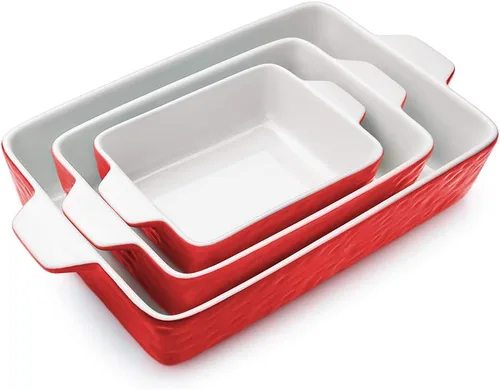 Miniatura 11 de Cacerolas para horno, platos de cerámica para hornear, bandeja para lasaña con asas, bandeja de porcelana para hornear profunda, juego de ollas