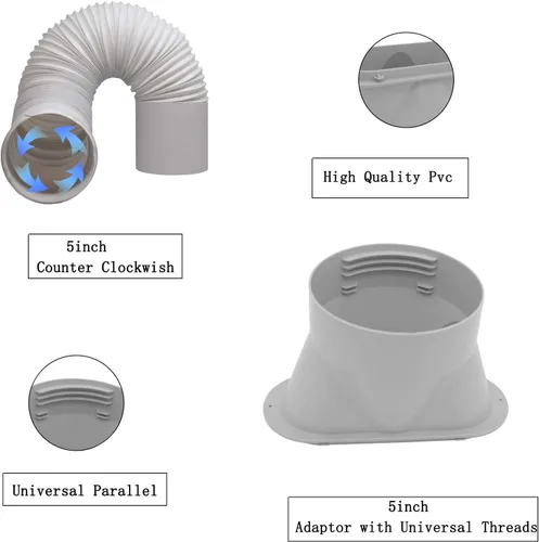 Miniatura 3 de Kit de ventilación de ventana de CA portátil con manguera de 5 pulgadas, kit de sellado de ventana de 6 piezas para aire acondicionado portátil, kit