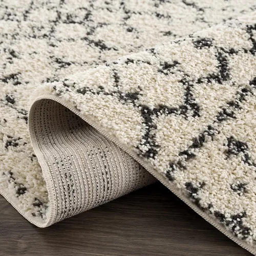 Miniatura 48 de Hauteloom, Duncans - Alfombra de estilo granja de pelo mullido para sala y dormitorio, con borlas - Beige, carbón, gris - 2 pies 7 pulgadas x 7 pies